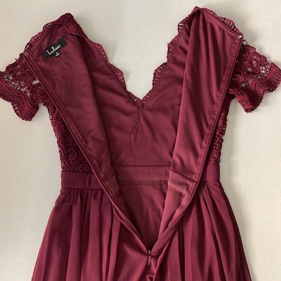 Lulus Angel in Disguise Burgundy Lace Skater Dress - Lace Mini - Small - Picture 5 of 15